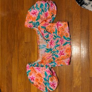 Puff sleeve floral crop top